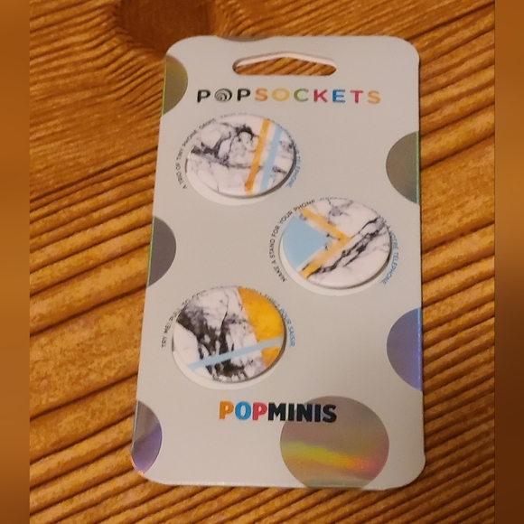 Pop Socket Pop Grip Mini Marble Blue Yellow Black - Picture 4 of 5